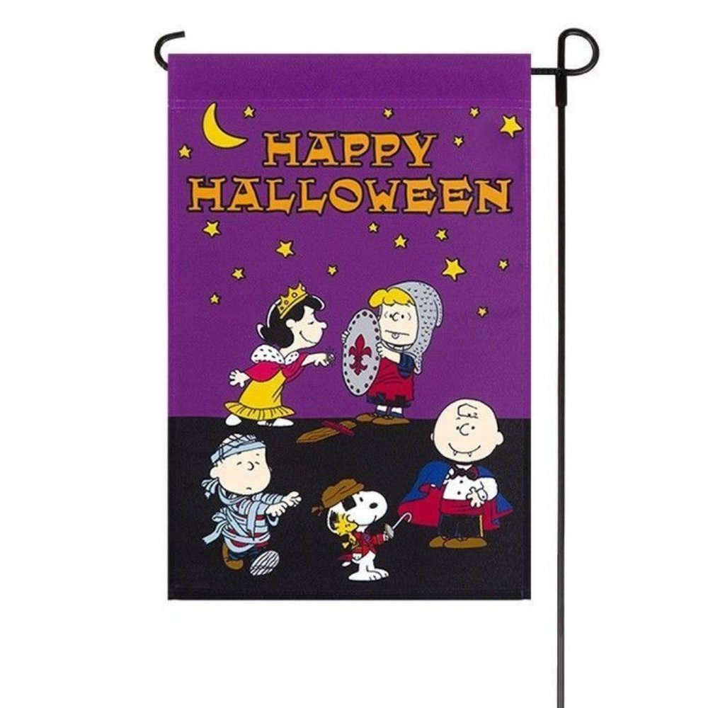 Snoopy Peanuts Gang HAPPY HALLOWEEN Trick Treat Costumes Garden Flag  12"x18"NIP